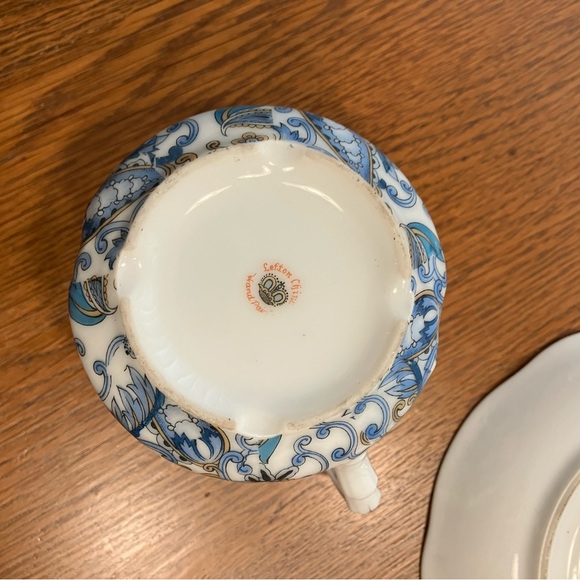 Vintage MCM Lefton 5pc Blue Paisley Design w/Gold Trim Bone China Tea Set - Picture 5 of 16